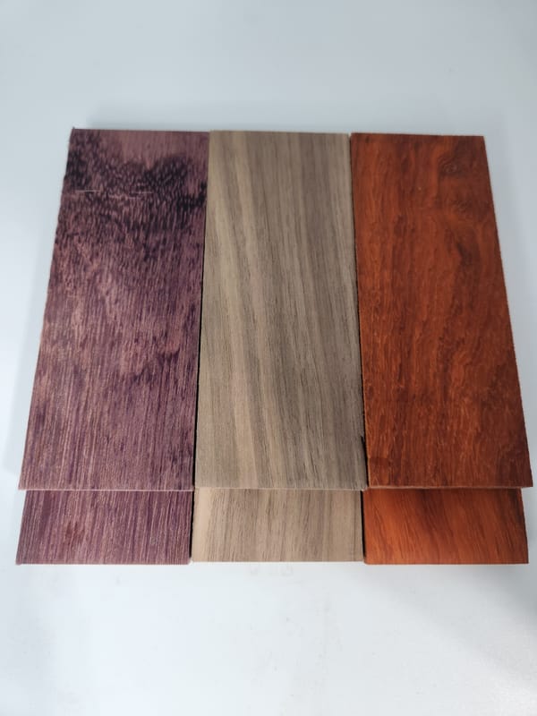 Natural Purpleheart, Walnut, Padauk Knife Scales Bookmatched Kit — photo 2