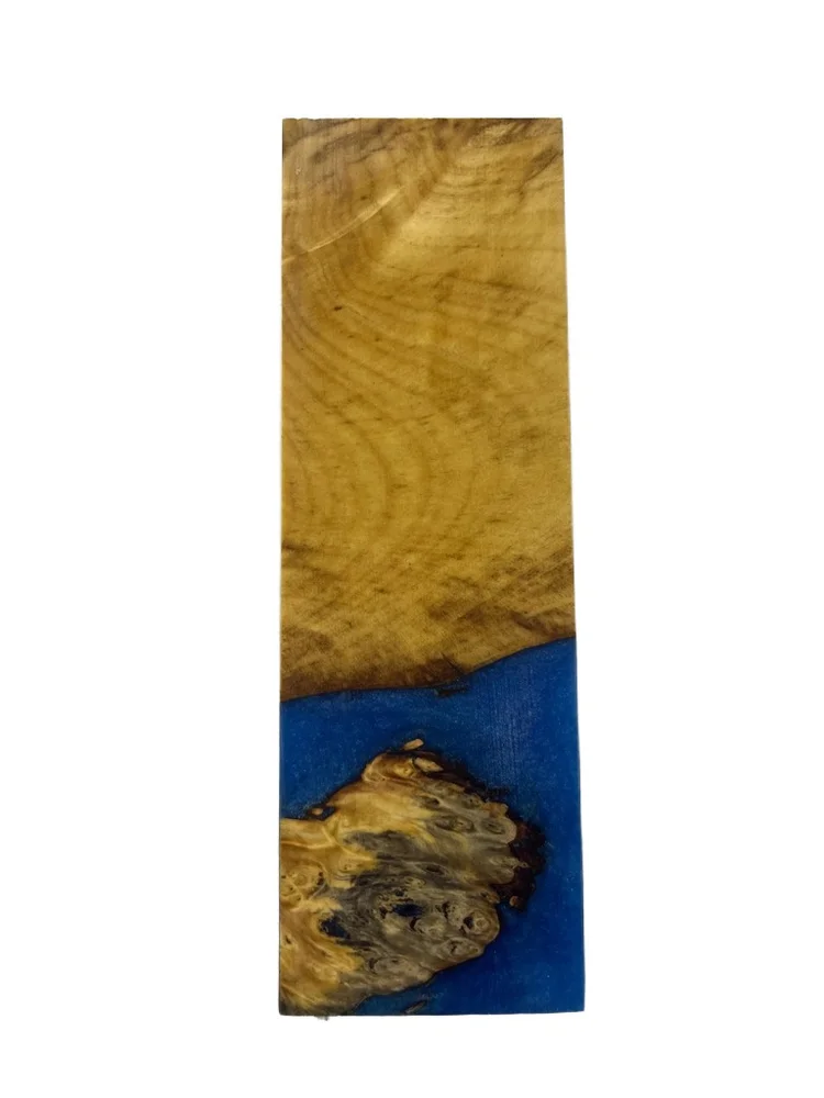 Electric Blue Dyed Stabilized Buckeye Burl Knife Handle Block (6x2x1)