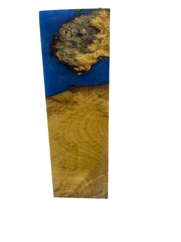 Electric Blue Dyed Stabilized Buckeye Burl Knife Handle Block (6x2x1) — photo 2