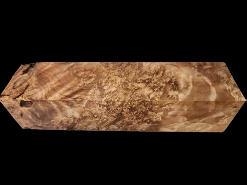 Exhibition Grade Stabilized Maple Burl Knife Handle Block (6x1.5x1.5)