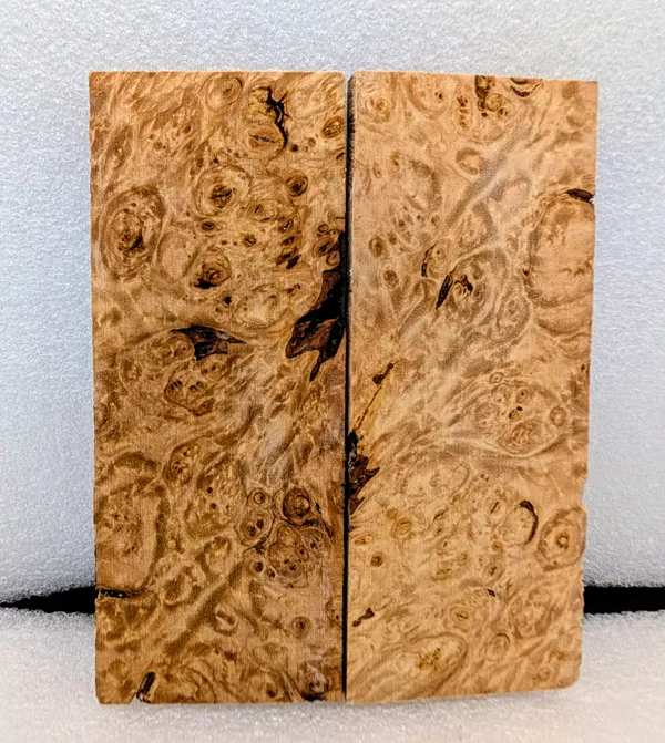 Clear Stabilized Burl Maple Knife Scales