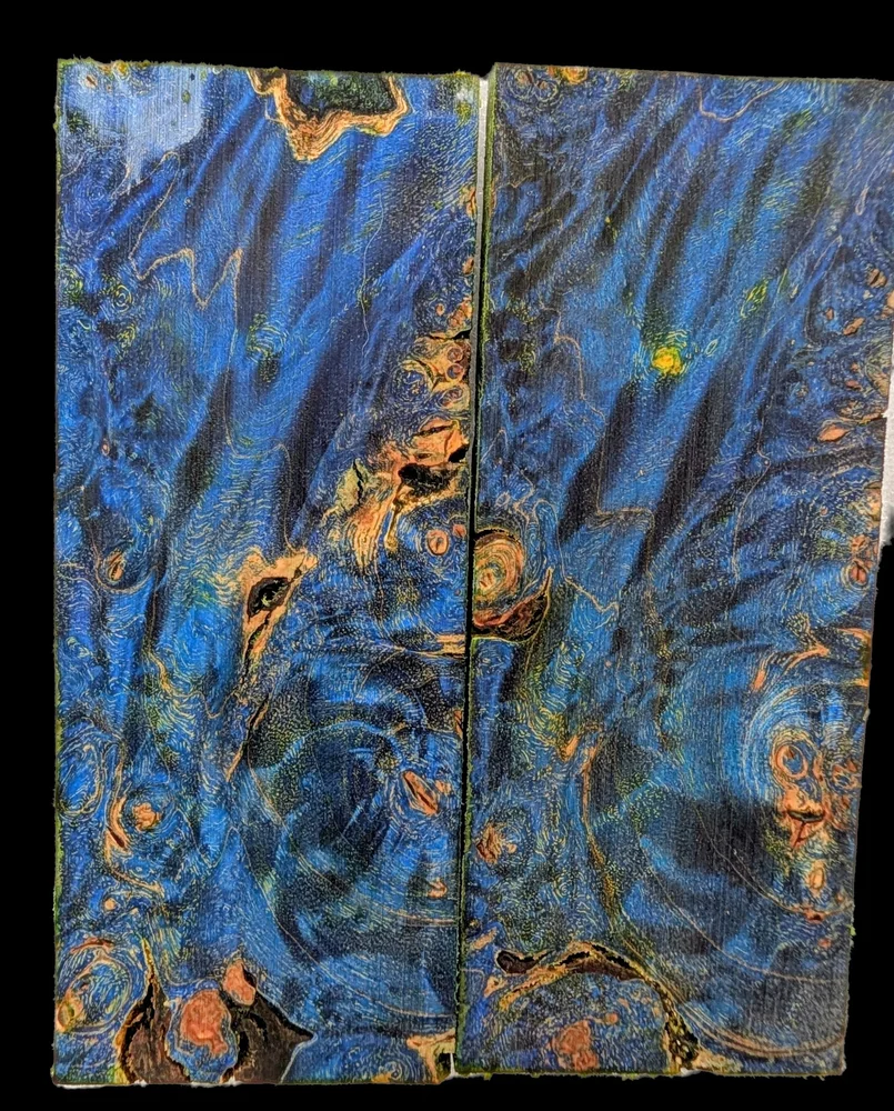 Electric Blue Stabilized Burl Maple Knife Scales