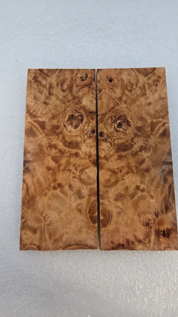 Clear Stabilized Burl Maple Knife Scales Bookmatched