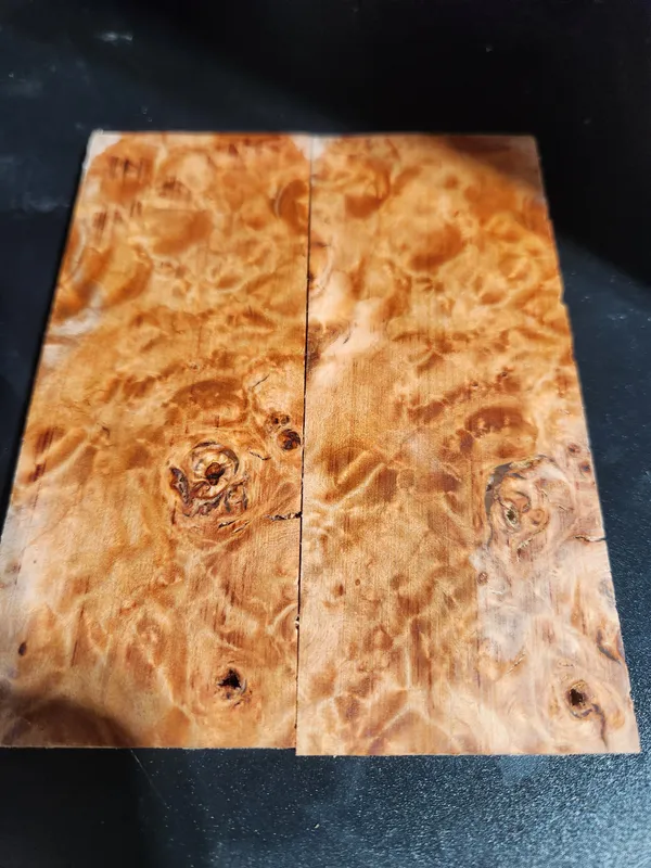 Clear Stabilized Burl Maple Knife Scales Bookmatched — photo 3
