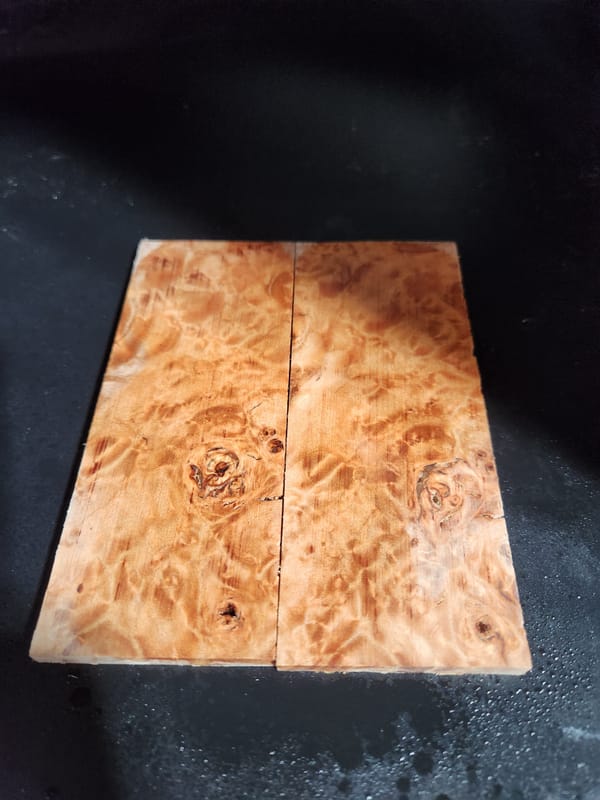 Clear Stabilized Burl Maple Knife Scales Bookmatched