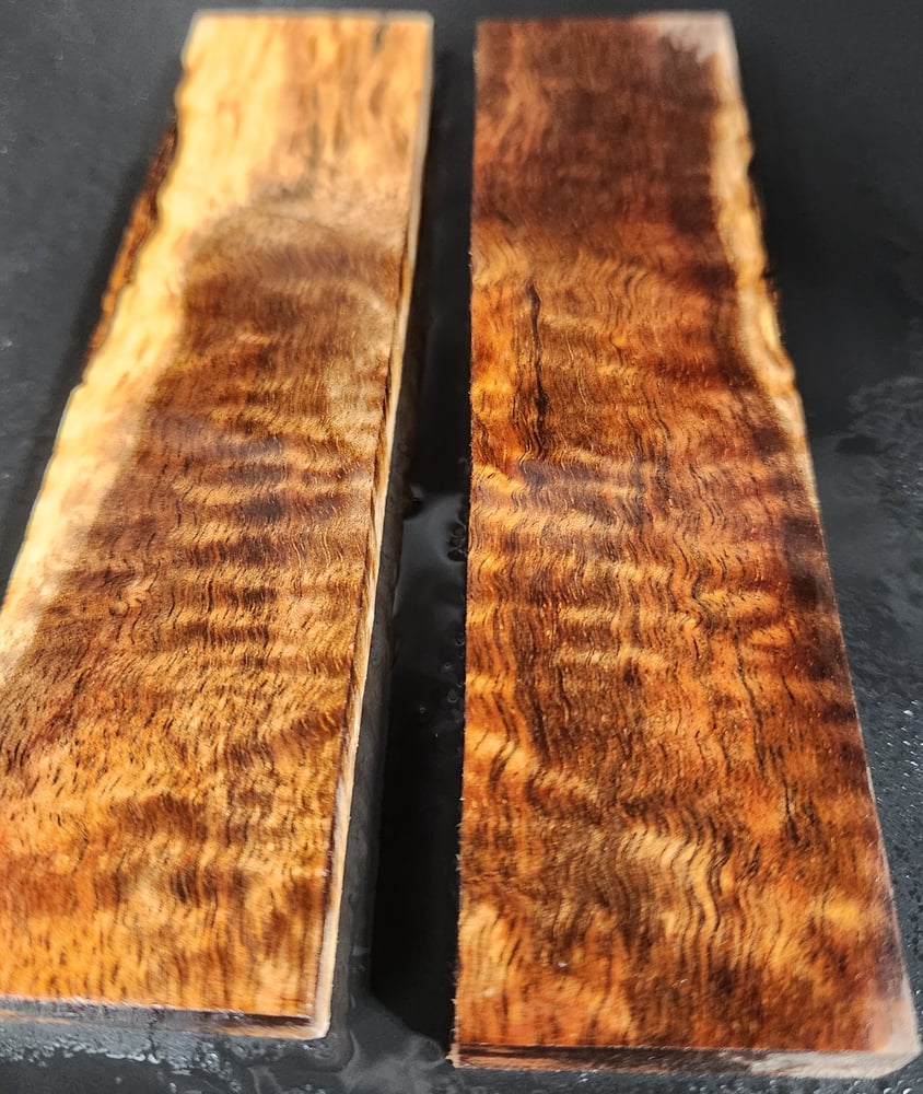 Bookmatched Stabilized Koa Knife Scales โ Wood Handles for Knives (5x1.25x0.4)