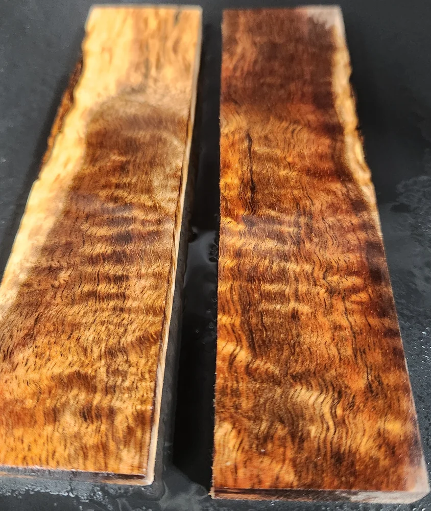 Bookmatched Stabilized Koa Knife Scales โ Wood Handles for Knives (5x1.25x0.4)