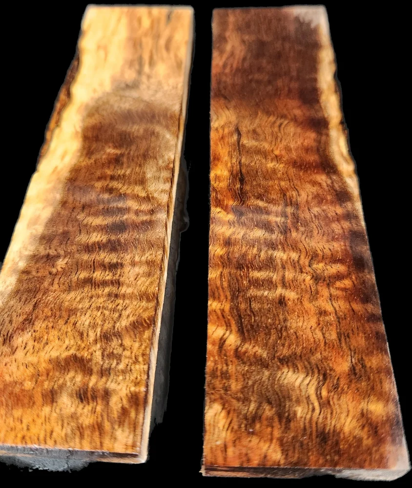 Bookmatched Stabilized Koa Knife Scales – Wood Handles for Knives (5x1.25x0.4)