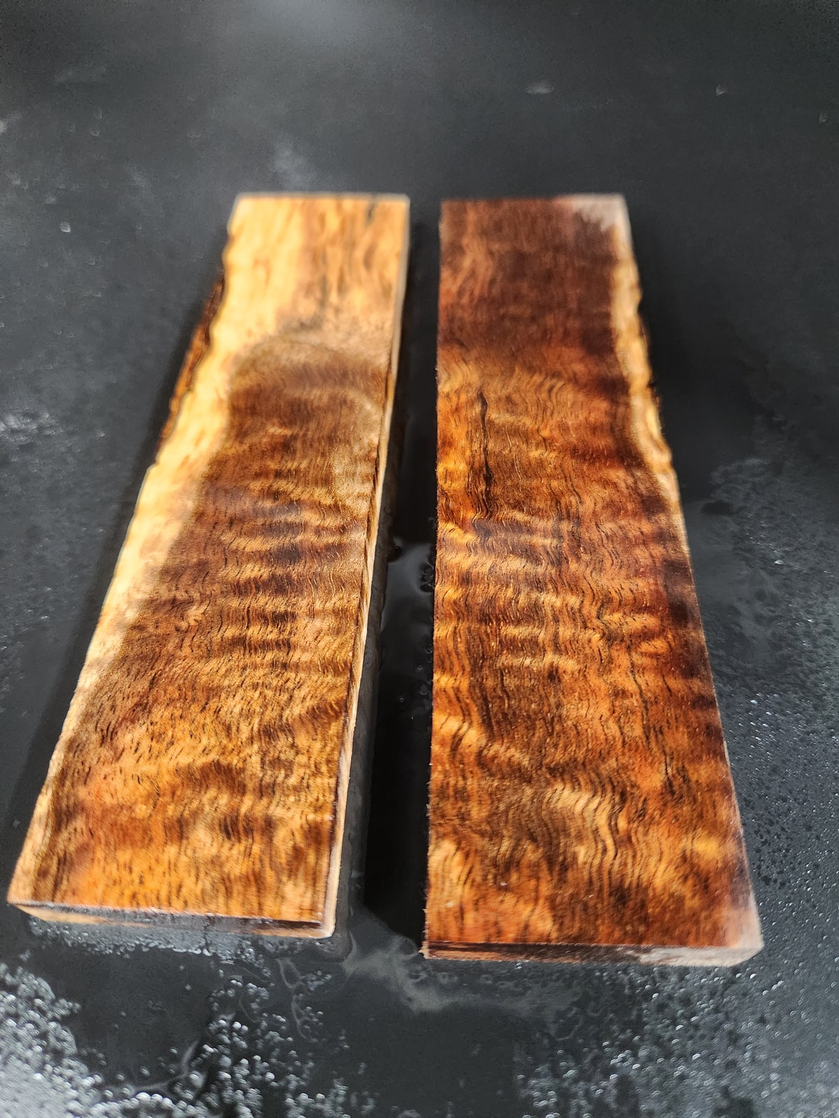 Bookmatched Stabilized Koa Knife Scales – Wood Handles for Knives (5x1.25x0.4)