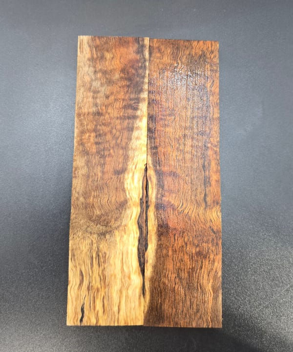 Clear Stabilized Curly Koa Knife Scales Bookmatched — photo 4