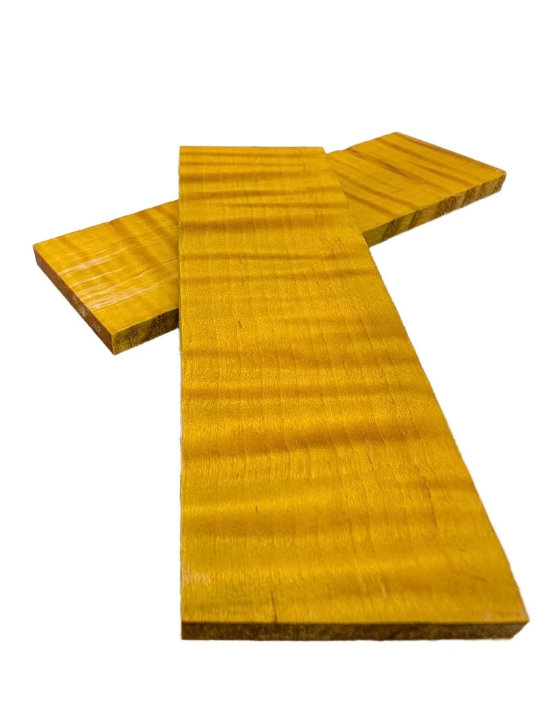 Exhibition Grade Aztec Gold Dyed Stabilized Quilted Maple Scales (6x2x0.25)