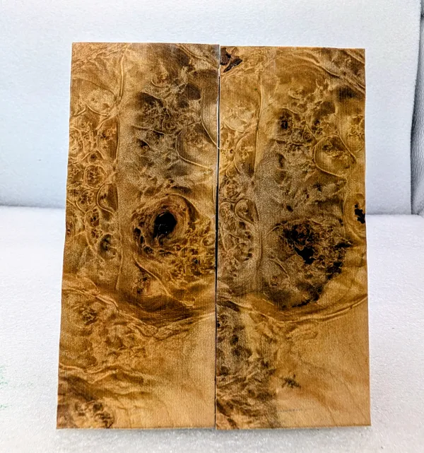 Clear Stabilized Burl Maple Knife Scales