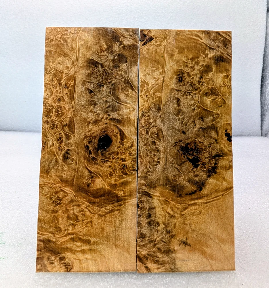 Clear Stabilized Burl Maple Knife Scales