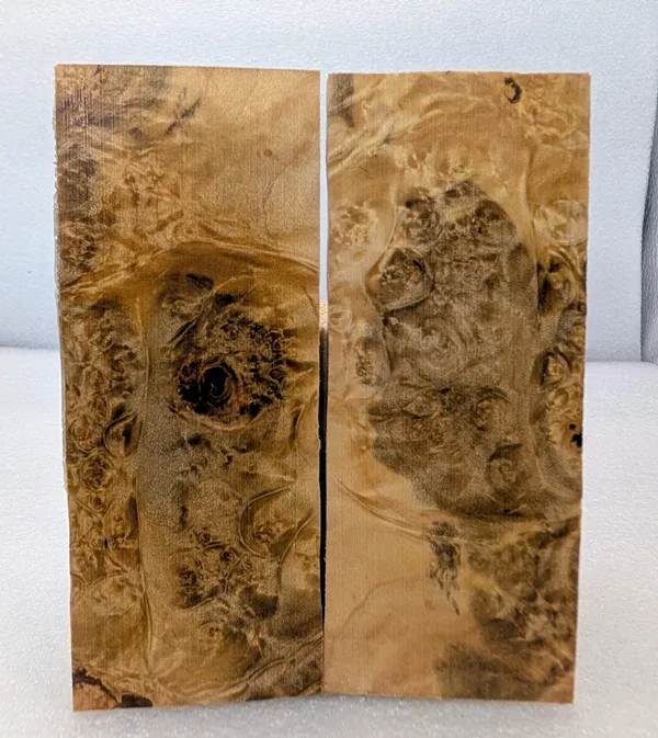 Clear Stabilized Burl Maple Knife Scales — photo 3