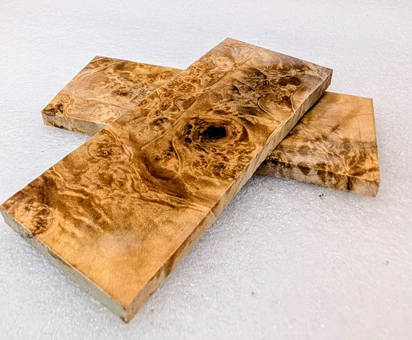 Clear Stabilized Burl Maple Knife Scales — photo 2