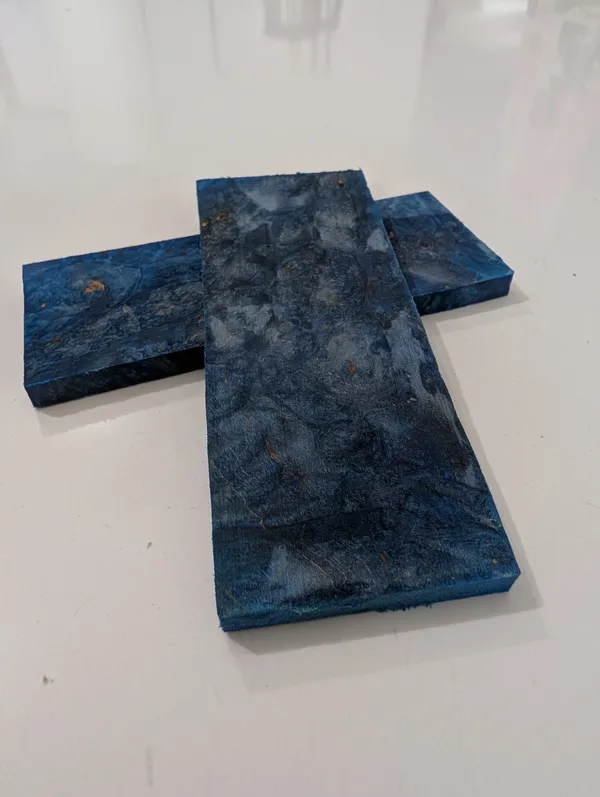 AAA Stabilized Electric Blue Dyed Maple Burl Knife Scales (5x2x0.25) — photo 2