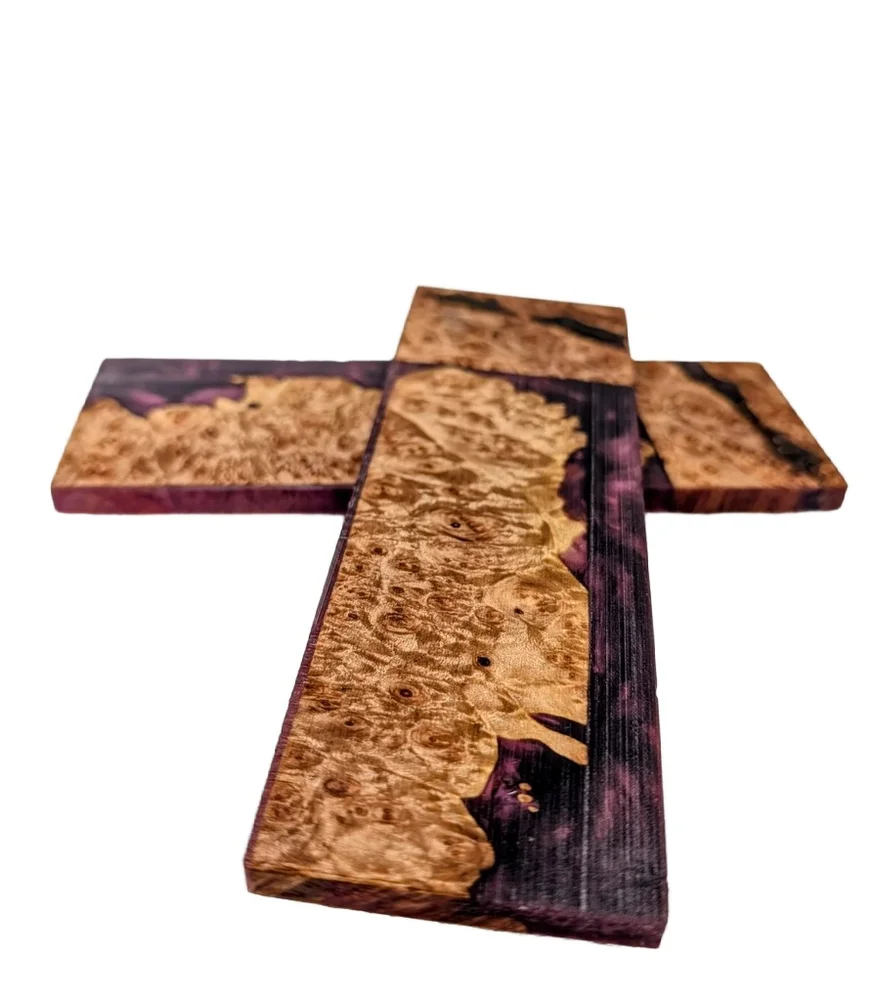 Matched Resin Violet Dyed Stabilized Maple Burl Knife Scales (5x2x0.25)