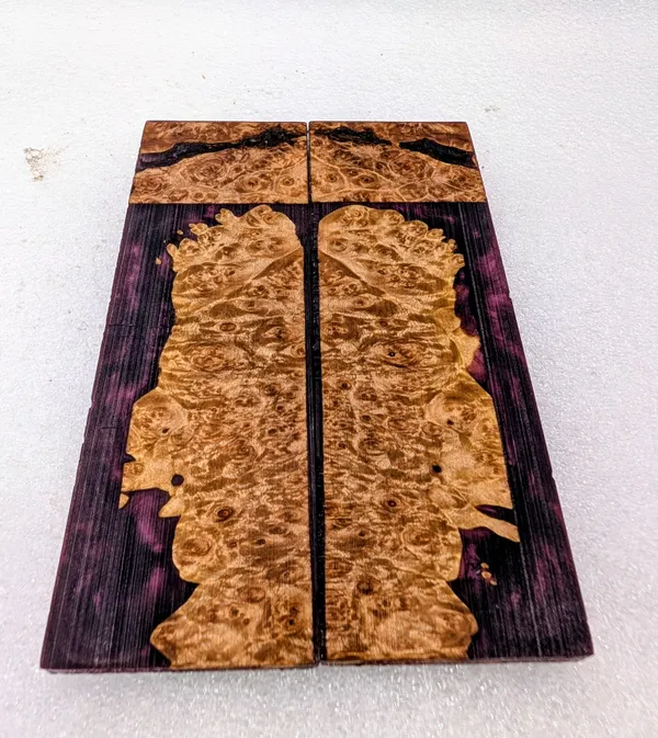 Resin Violet Stabilized Burl Maple Knife Scales — photo 3