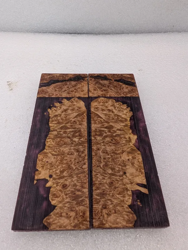 Resin Violet Stabilized Burl Maple Knife Scales — photo 4