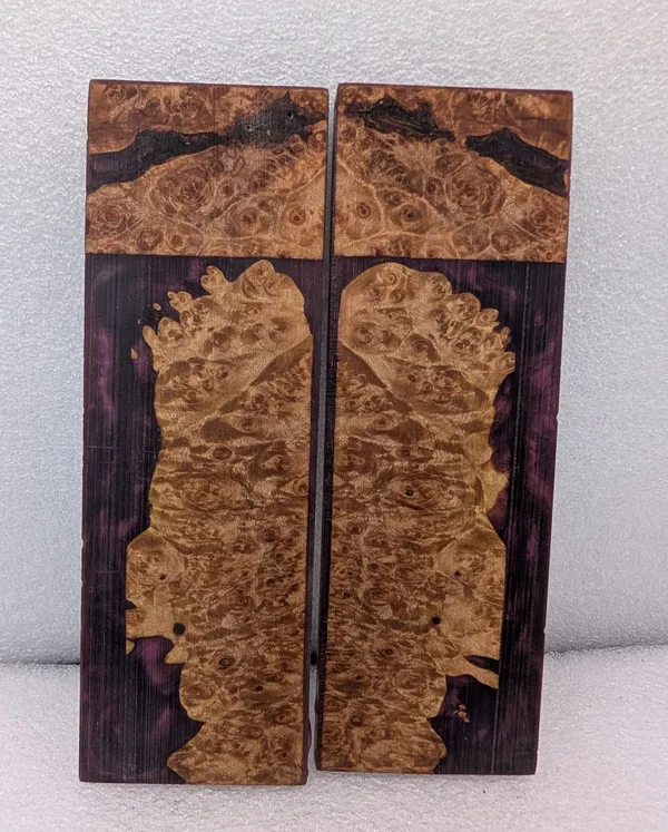 Resin Violet Stabilized Burl Maple Knife Scales — photo 2