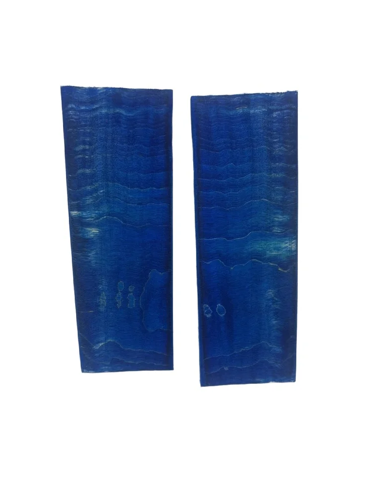 Electric Blue Dyed Stabilized Curly Maple Scale Set (5.5x2x0.25)