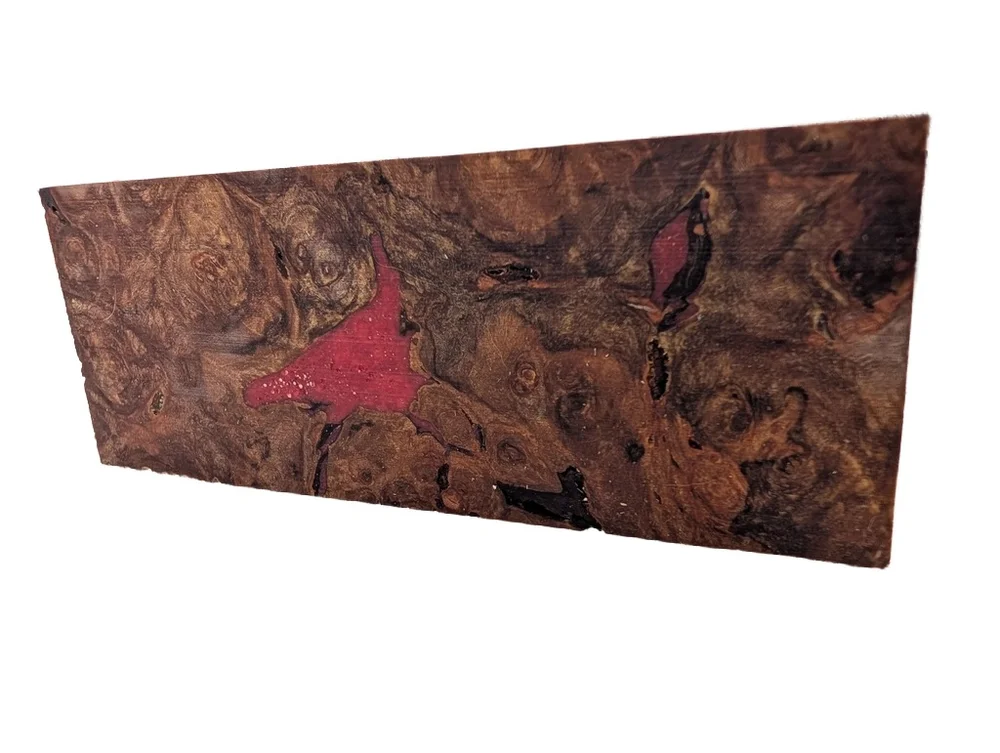 Premium Stabilized Resin Red Maple Burl Knife Handle Block (5x2x1)
