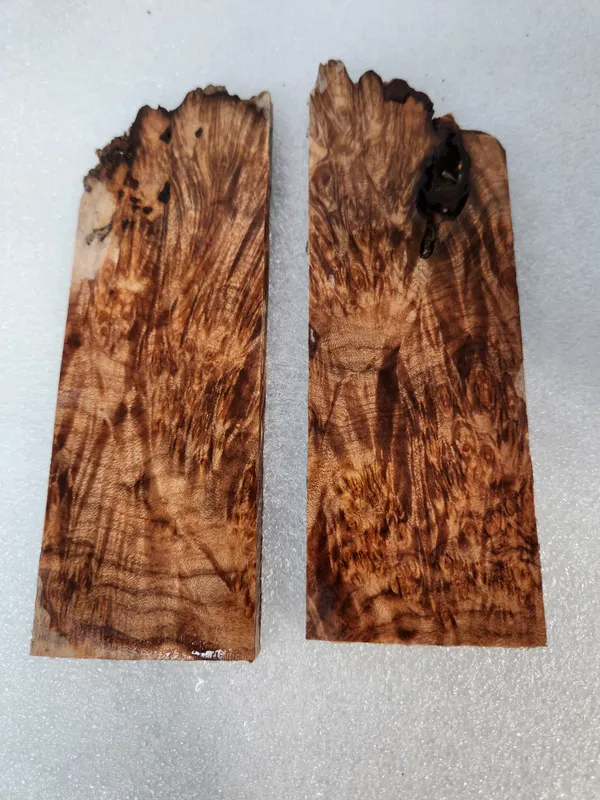 Clear Stabilized Burl Maple Knife Scales Bookmatched — photo 4