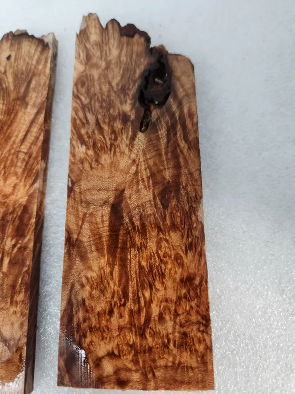Clear Stabilized Burl Maple Knife Scales Bookmatched — photo 2