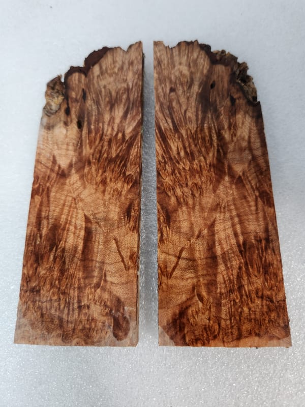 Clear Stabilized Burl Maple Knife Scales Bookmatched