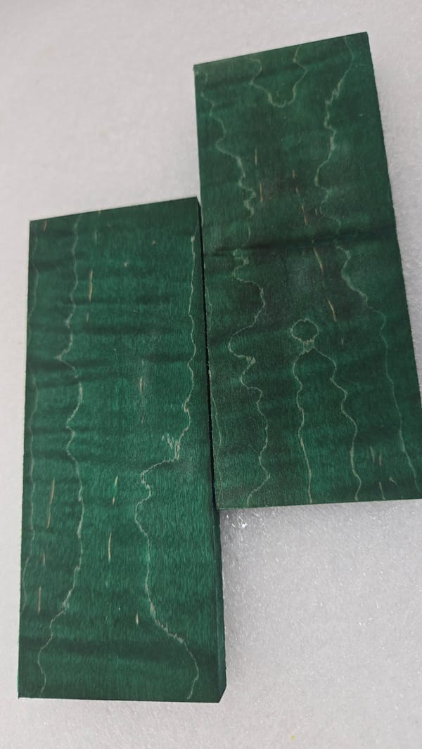 Emerald Green Stabilized Maple Knife Scales Bookmatched