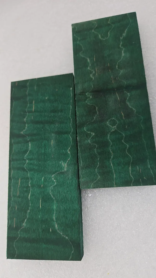 Emerald Green Stabilized Maple Knife Scales Bookmatched