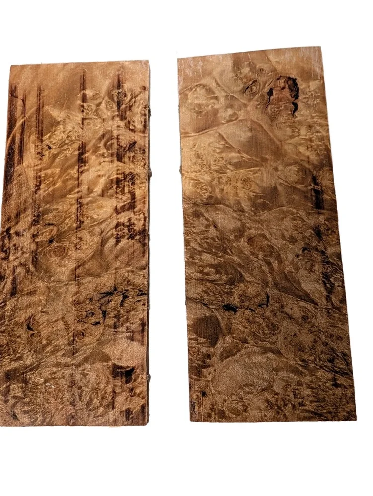 Stabilized Maple Burl Bookmatched Pair (5x2x0.25)